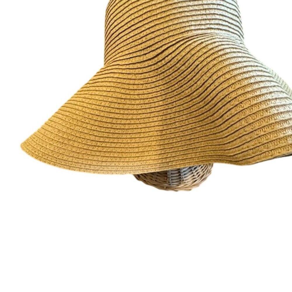 Old Navy Women's Beige Wide Brim Floppy Straw Sun Hat Size S -M - Picture 10 of 10